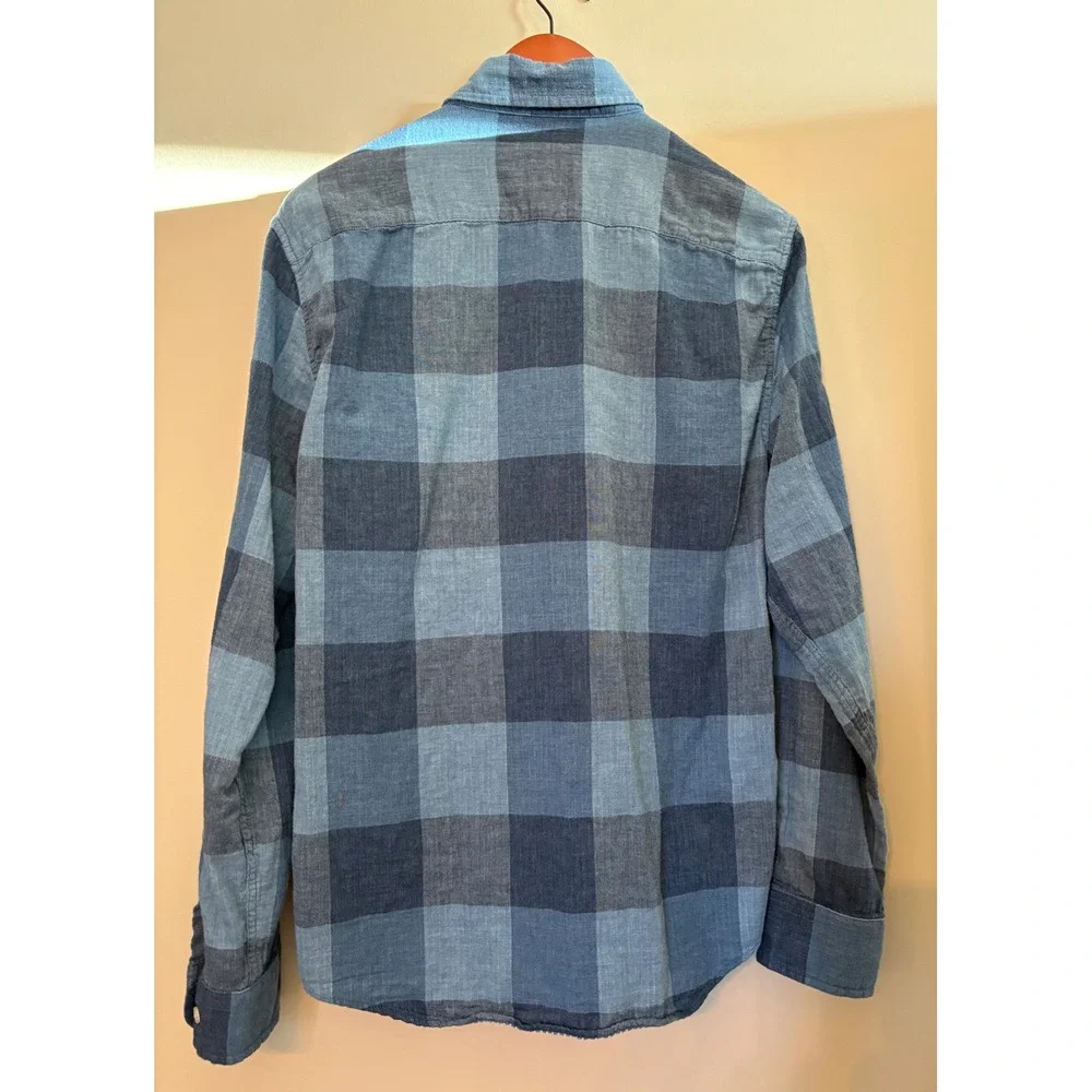Banana Republic Mens Slim Fit, Medium,‎ Blue Plaid Woven Button Down Shirt